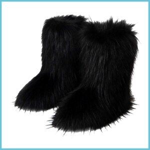 Faux Fur Snow Boots Mid-Calf Winter Boots Warm Comfortable Outdoor Flat Shoes